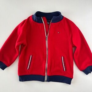 Tommy Hilfiger Red Letterman Style Fleece Jacket size 24M